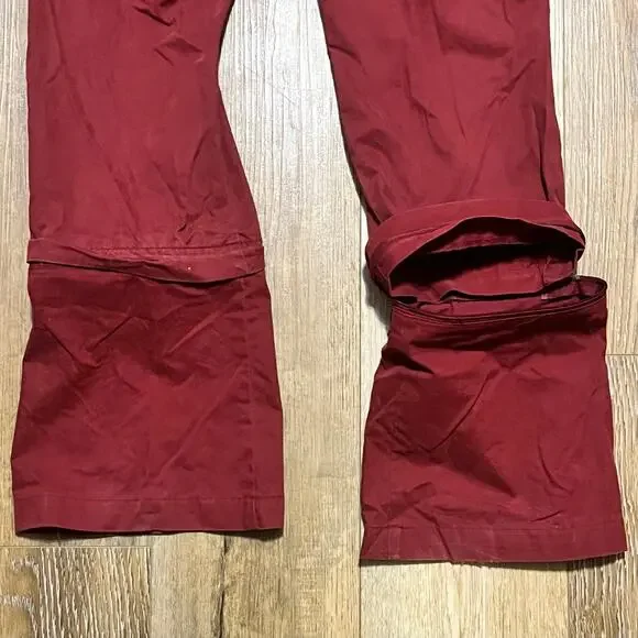 Vtg Abercrombie Fitch Convertible Cargo Pants Womens 6 Low Rise Red Flare 90s - Picture 4 of 11